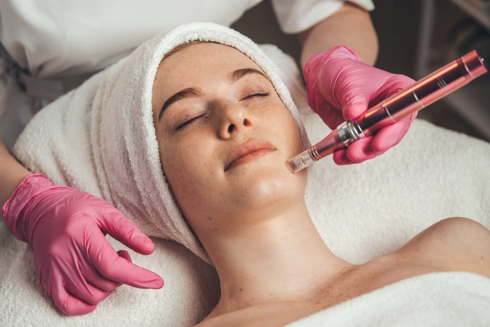 Young Female Receiving Microneedling Treatment in Houston, TX | Vida Aesthetics And Wellness
