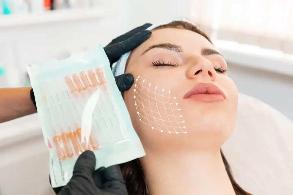 Young female receiving PDO Threads Treatment in Houston, TX | Vida Aesthetics And Wellness
