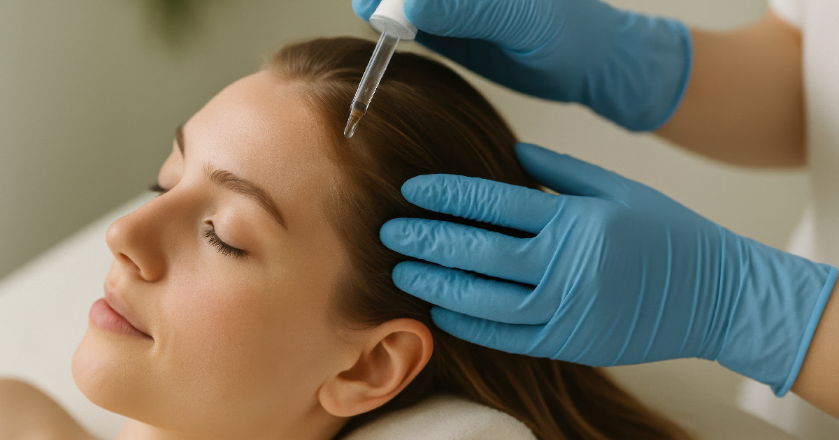Women taking Keravive Scalp Therapy in Houston, , TX
