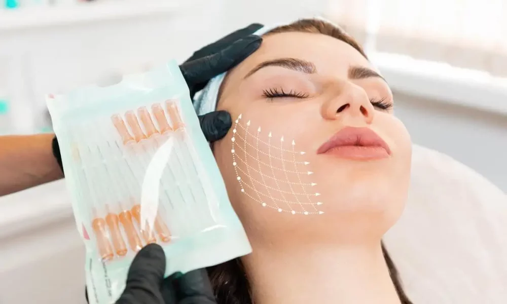 Young female receiving PDO Threads Treatment in Houston, TX | Vida Aesthetics And Wellness